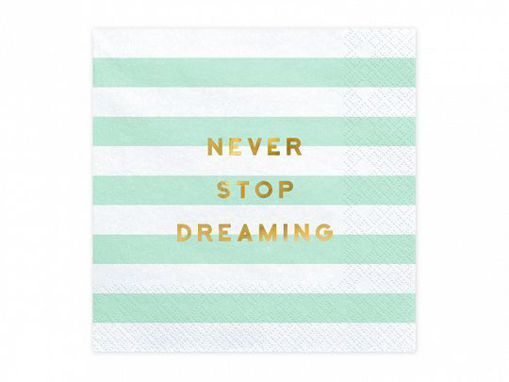 Picture of PAPER NAPKINS NEVER STOP DREAMING MINT 33X33CM - 20 PACK